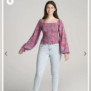 Balloon Sleeve Smocked Blouse